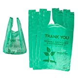[1000 Pack] Recyclable Compostable Reusable Biodegradable Bags Grocery Shopping Bags Green, Eco Plastic Bags