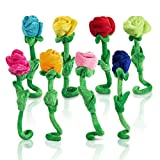 T Play Plush Rose Flower Bendable Stems Colorful Stuffed Rose Flower Toy Durable Roses Plush Bouquet Toy Rose Soft Flower Toys Gift for Kids Baby Girl Toddlers Valentines Day 12"