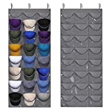 Dofilachy Hat Racks-Hat Rack for Baseball Caps, Upgrade Door Cap Organizer with 24 Clear Deep Pockets to Protect Cap, Custom Cap Door Hooks (One Pack)