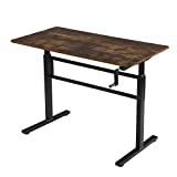 SDADI Crank Adjustable Height Standing Desk - Sit to Stand up Desk, Home Office Desk Computer Workstation, Black Frame/Antique Top