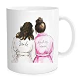 Waldeal Wedding Coffee Mug Bridal Shower Gift for Bride Tribe, Maid Of Honor Bestie, Best Friend Sister Bride, White Fine Bone Ceramic 11 OZ