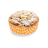 Panificio Premium 3.5 Inch, 4 Ounce Baking Cups: Regular-Ridged Round Paper Baking Cups Perfect for Muffins, Cupcakes or Mini Snacks - Hot Orange Polka Dot Print Design - Disposable - 200ct Box