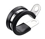 LOKMAN 20 Pack 1 Inch Stainless Steel Cable Clamp, Rubber Cushioned Insulated Clamp, Metal Clamp, Tube Holder for Tube, Pipe or Wire Cord Installation