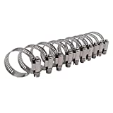 Roadformer 1" Worm Gear Hose Clamp - SAE 16 Size, Full Stainless Steel with 1/2" Band Working Range 19mm - 38mm Duct Clamp Pipe Clamp Worm Drive Hose Clamp Fuel Line Clamp (10 Pack, 19mm - 38mm)