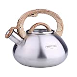 POLIVIAR Tea Kettle, 2.1 Quart Stove Top Silver Teapot Stovetop, Food Grade Stainless Steel Tea Kettle, Anti-Hot Handle, Loud Whistle and Anti-Rust, Suitable for All Heat Source (JX2019-SS20）