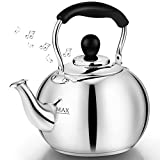 DclobTop Stove Top Whistling Tea Kettle 2.5 Quart Classic teapot appearance Culinary Grade Stainless Steel Teapot Composite process bottom…