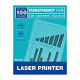 Samsill Economy Transparent Printer Sheets, Projector Film, Clear Transparency Film for Laser Jet Printers, 8.5 x 11 Inch Sheets - Black Image Only, Box of 100 Sheets