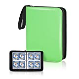 CLOVERCAT 4 Pocket Trading Card Binder, Waterproof Trading Album Display Holder Expandable,400 Double Sided Pocket Album Compatible for Amiibo, Yugioh, MTG and Other TCG(4-Pocket Green)