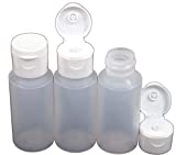 Creative Hobbies 1 Oz Natural Color LDPE Easy Squeeze Travel Bottles with White Flip Top, Leak Free Dispenser Caps - Pack of 12