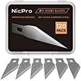 Nicpro 120 PCS Hobby Blades Set SK-5, Utility Excel #11 Art Blades Refill Cutting Tool with Storage Case for Craft, Hobby, Scrapbooking, Stencil