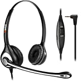 Phone Headset with Microphone Noise Cancelling & Volume Controls, 2.5mm Telephone Headset Compatible with Polycom Panasonic AT&T Vtech Uniden Office Cordless Phones, Clear Chat, Ultra Comfort