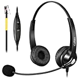 RJ9 Phone Headset with Microphone Noise Cancelling and Volume Control, Callez Telephone Headset Compatible with Yealink T46S T42S T48S T41S T27G T29G T21P Avaya 9611 9608 Grandstream GXP2170 1620 2135