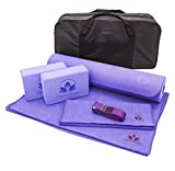 Gift for Women - Yoga Mat Set 7PC for Her - 1 Yoga Exercise Mat, Yoga Mat Towel, 2 Yoga Blocks, Yoga Strap, Yoga Hand Towel, Free Carry Case Birthday Gift for Wife, Mom, Aunt, Sister and Daughter