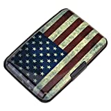 Elfish Mini RFID Aluminum Wallet Credit Cards Holder Business Card Case Metal ID Case for Men Women (Flag)