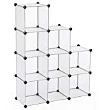 SONGMICS Cube Storage Organizer, 9-Cube Book Shelf, DIY Plastic Closet Cabinet, Modular Bookcase, Storage Shelving for Living Room, Office, 36.6 x 12.2 x 48.4 Inches, White