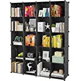 KOUSI Portable Storage 20 Cubes-14" x14"(Load-Bearing Metal Panel) Modular Bookshelf Units, Clothes Storage Shelves, Room Organizer, Black