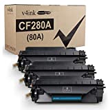 V4INK 3PK Compatible Toner Cartridge Replacement for HP 80A CF280A Toner Cartridge Black Ink for HP Pro 400 M401N M401DN M401DNE M401DW HP MFP M425DN M425DW Printer