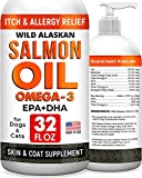 32oz Salmon Oil Omega 3 for Dogs - Fish Oil for Pets - Joint Health - Allergy Relief - Itch Relief, Shedding - Skin and Coat Supplement – Wild Alaskan Salmon Oil - Omega 3 6 9 - EPA & DHA Fatty Acids