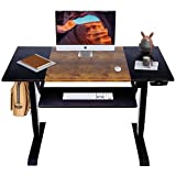 Pataku Electric Height Adjustable Standing Desk, Stand up Desk with Memory Controller, 48 x 24 Inches Black/Rustic Brown Splice Board for Home Office Laptop Workstation