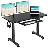 WOKA Electric Standing Desk Adjustable Height 55x24 in with Memory Controller, Ergnomic Motorized Standing Desk with Keyboard Tray, Rising Desk for Home Office