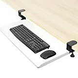 Factory Fi Under Desk Keyboard Tray, Height Adjustable Ergonomic Keyboard & Mouse Tray, Desk Mount Slider, Durable and Portable, Slide-Out Platform Computer Drawer for Typing & Mouse Work - White