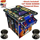 Abvideo Exclusive Huge 22 Inch Screen with Adjustable Stools Video Game Machine Cocktail Arcade Machine 60 of The top Classic Games Commercial Grade!