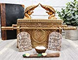 Ebros Matte Gold Holy Ark of The Covenant with Ten Commandments Rod of Aaron and Manna Religious Decorative Figurine Trinket Box Collectible Judaic Israel Historic Model Replica (1:6 Scale 9.5" Long)