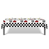 Racecar Racing Party Tablecloth, 54 x 87 Inch,2 Pack Long Rectangular Table Cover for Buffet, Birthday Party, Holiday Dinner, Picnic or Wedding Event Use, Flowered Stain Resistant Plastic, Reusable