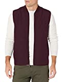 Perry Ellis Men's Quilted Front Full Zip Ponte Sleeveless Vest, Port, Large