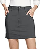 CQR Women's Outdoor Skort, UPF 50+ Active Athletic Casual Skirt with Shorts, Hiking Golf Travel Casual Skort with Pockets, Driflex Skorts Charcoal, Medium