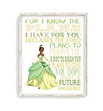 Tiana Princess Christian Nursery Unframed Print - For I Know The Plans I Have For You - Jeremiah 29:11