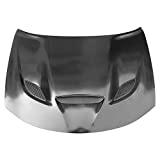 IKON MOTORSPORTS, Hood Compatible With 2015-2022 Dodge Charger, SRT Style Hood Scoop Air Vent Black Aluminum With Heat Extractor Ram Air, 2016 2017 2018 2019