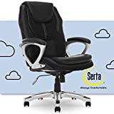 Serta Executive Office Padded Arms, Adjustable Ergonomic Gaming Desk Chair with Lumbar Support, Faux Leather and Mesh, Black