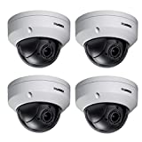 Lorex 4 Pack LNZ44P4B Super High Definition 4MP Indoor/Outdoor Day & Night PTZ Network Dome Camera with Color Night Vision, 4X Optical Zoom, Vandal Resistant, Waterproof