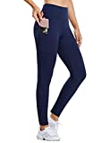 BALEAF Women's Fleece Lined Water Resistant Legging High Waisted Thermal Winter Hiking Running Pants Pockets Navy Large