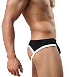 MuscleMate Hot Men's Jockstrap, No Visible Lines, Butt-Flaunting Men's Thong Jockstrap Underwear (XL, Black)