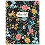 2022 Monthly Planner/Calendar - 18-Month Planner with Tabs & Pocket, Jan. 2022 - Jun. 2023, Contacts and Passwords, 8.5" x 11", Thick Paper, Twin-Wire Binding - Black & Floral