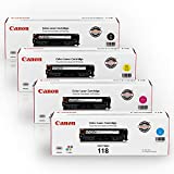 Canon Genuine Toner Bundle 118 2660B021 4 Pack 1 Each: Cyan Magenta Yellow Black for Canon Color imageCLASS MF8350Cdn MF8380Cdw MF8580Cdw MF729Cdw MF726Cdw LBP7200Cdn LBP7660Cdn Laser Printers