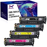 HaloFox Remanufactured Toner Cartridge Replacement for Canon 118 HP 304A for Canon Color Imageclass MF8580CDW MF8380CDW MF8350CDN MF726CDW for HP Color Pro CP2025DN CM2320NF Printer (4 Pack)