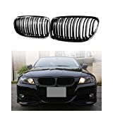 E90 Grille, ABS Gloss Black Front Replacement Kidney Grill for 3 Series E90 E91, 2008-2011