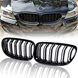 runmade Pair Front Bumper Kidney Grille Grill Glossy Black Dual Slat Double Line Compatible with BMW 2009 2010 2011 E90 316i 318i 320i 323i 325i 328i 330i 335i