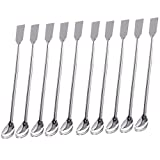Sunnyglade 10PCS 2 in 1 Stainless Steel Lab Spoon Spatula/Laboratory Sampling Spoon Mixing Spatula