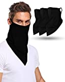 Multi-Pack Face Bandana with Ear Loops Neck Gaiter Face Scarf/Neck Cover/Face Cover for Men Women and Teens (Black-100% cotton 3Pack, 3)