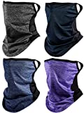 4 Pieces Bandanas Face Scarf Ear Loops Face Rave Cover Balaclava Neck Gaiter for Women Men Outdoors Sports (Gray, Purple, Blue, Navy Blue)