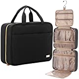 NISHEL Large Hanging Travel Toiletry Bag, Portable Makeup Organizer, Cosmetic Holder for Brushes Set, Full-Sized Shampoo, Conditioner, Accessories, Black