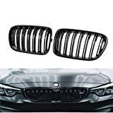 Front Grille Grill Kidney Grills Gloss Black Compatible with 2011-2013 BMW X3 F25 xDrive28i xDrive35i (Double Slat)
