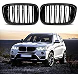 Zealhot Black Front Kidney Grill Grilles for BMW 2018-2021 X3 G01 2019-2021 X4 G02 Double Slats Gloss Black X3 Grill, X4 Grill