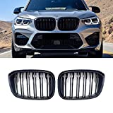 LDG X3 Grill Grille for 2018-2021 X3 G01 2019-2021 X4 G02, ABS X3 Black Grill Kidney (Double Slats 2pcs set)