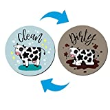 WIRESTER 3.5 inch Clean Dirty Sign Double-Sided Magnet Flip Decoration for Kitchen Dishwasher Washing Machine, Black Spots Cow