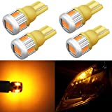 Alla Lighting 4x 194 LED Bulb, Amber Yellow Super Bright 194NA 175 168 2825 W5W T10 Wedge SMD Side Marker, Interior Map, Dome, Trunk Lights